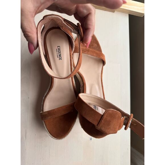 L'AGENCE Elysee Suede Espadrille Wedge Sandals  size 40/ us 10 - Picture 7 of 10